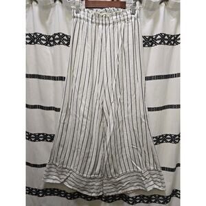 Billabong white pinstripe wide leg elastic waist trouser pants small